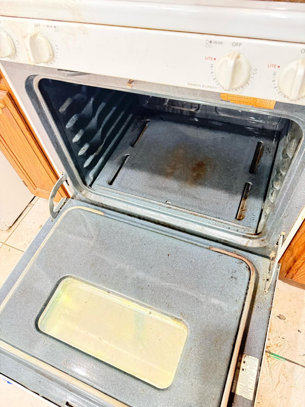 Dirty oven before cleaning